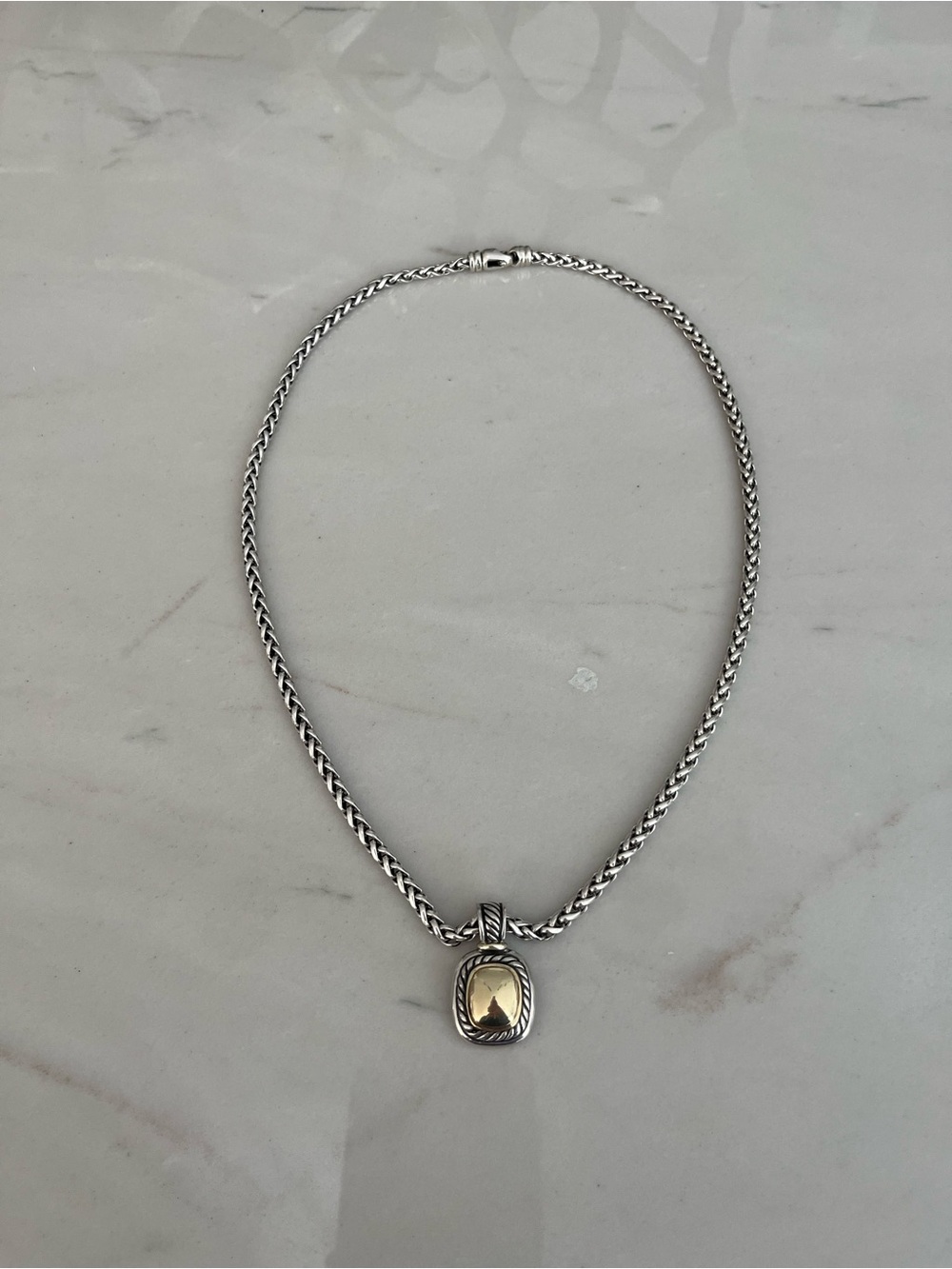 David Yurman two-tone sterling silver and 14k gold Albion pendant necklace
